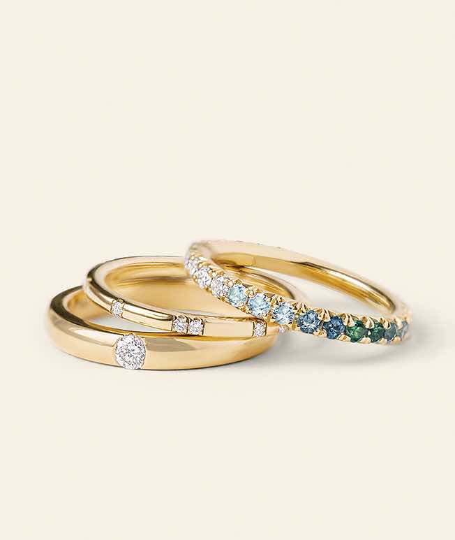 Variety of yellow gold stacking rings