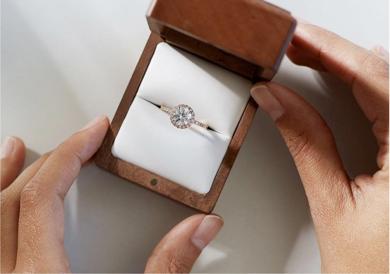 Diamond engagement ring in box