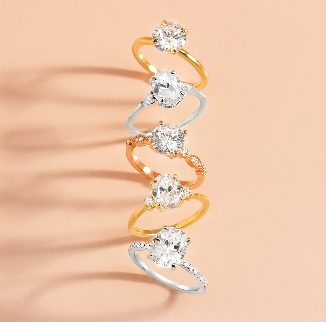 Five diamond engagement rings
