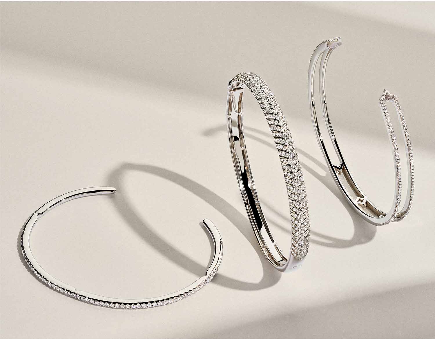 Unique diamond cuff and bangle bracelets