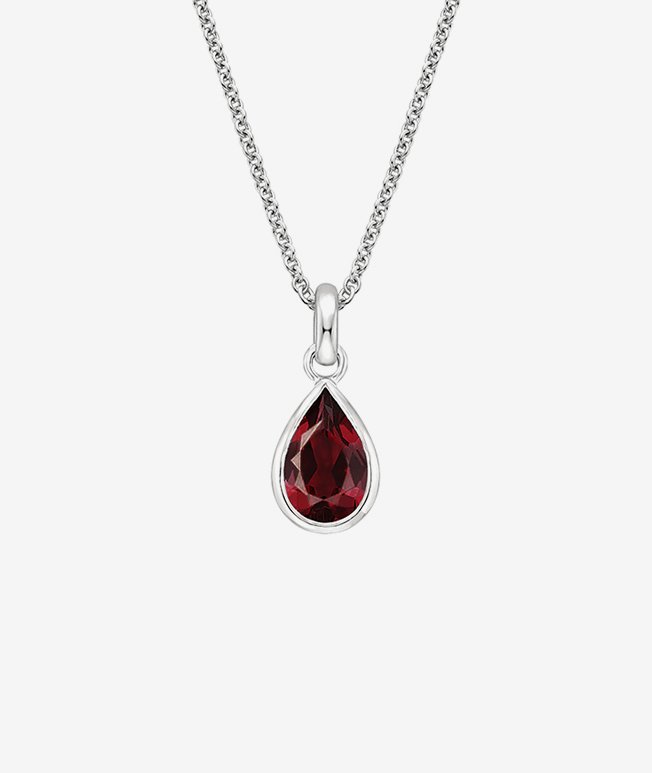 Silver necklace with garnet pendant