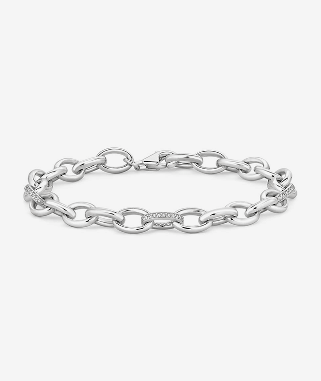 Lustrous white gold diamond chain bracelet