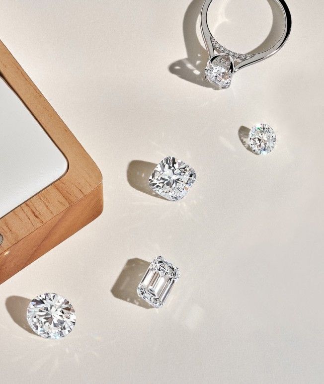Lab diamond engagement rings and loose diamonds.