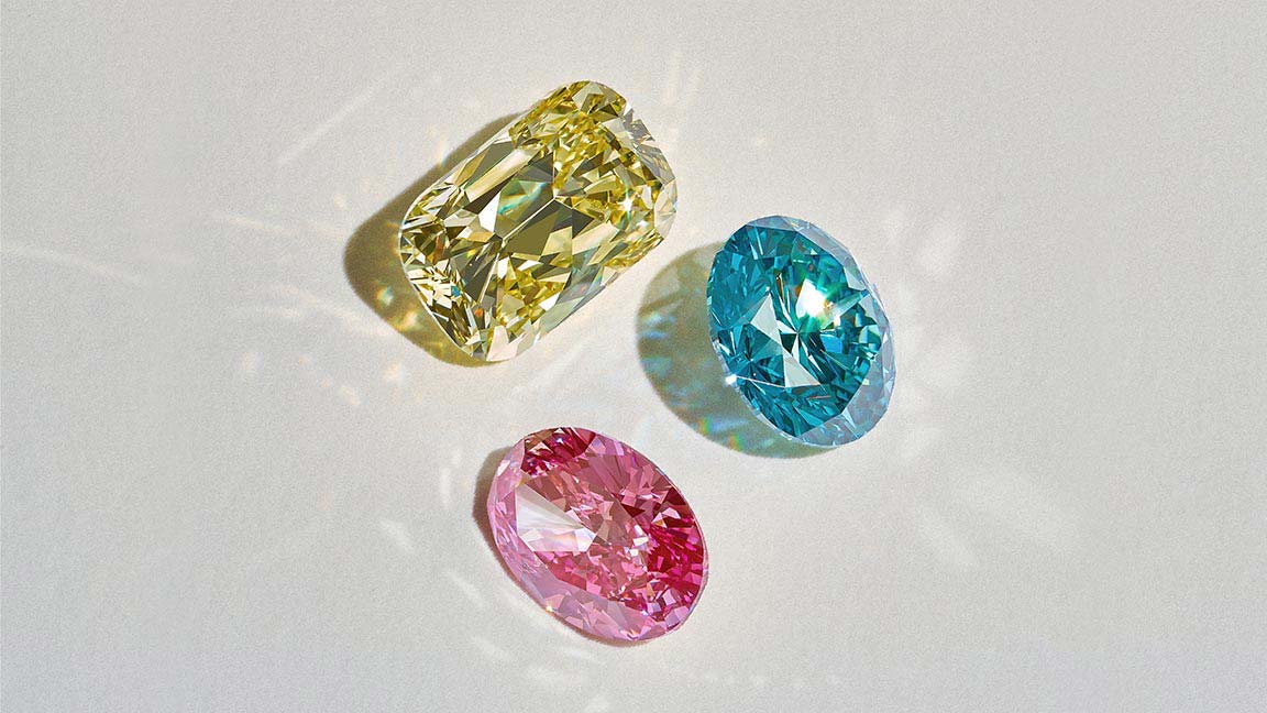 Assortment of loose colored diamonds