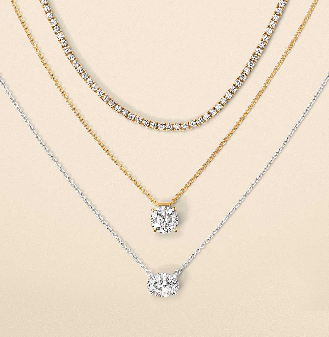 Assortment of customizable diamond necklaces