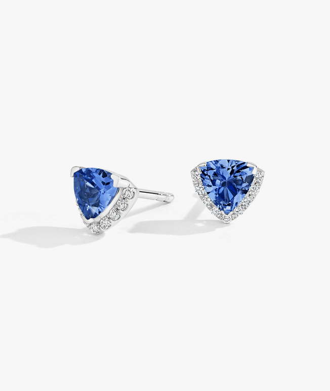 Uniquely shaped sapphire and diamond earrings