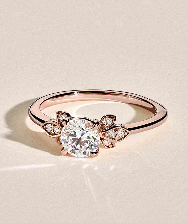 Rose gold nature inspired engagement ring