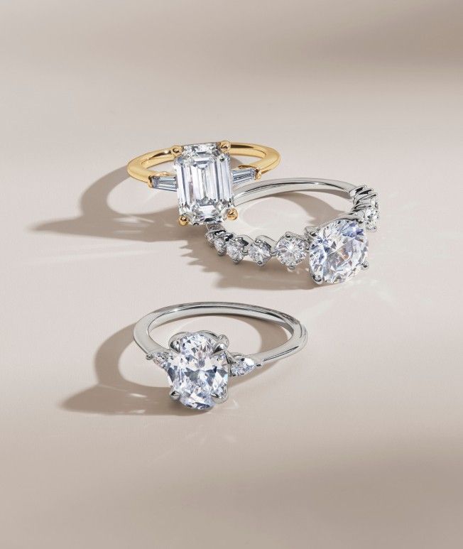 Diamond engagement ring and loose diamonds.