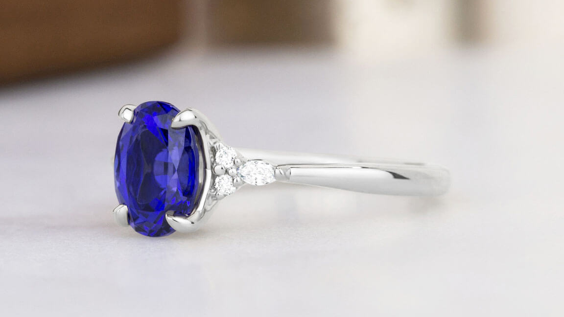 Nature inspired sapphire engagement ring