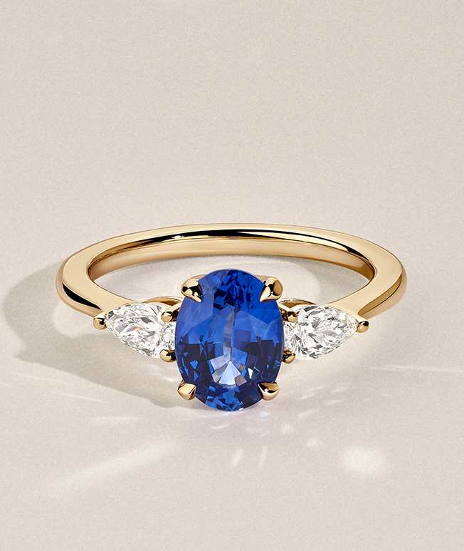Blue sapphire white gold engagement ring