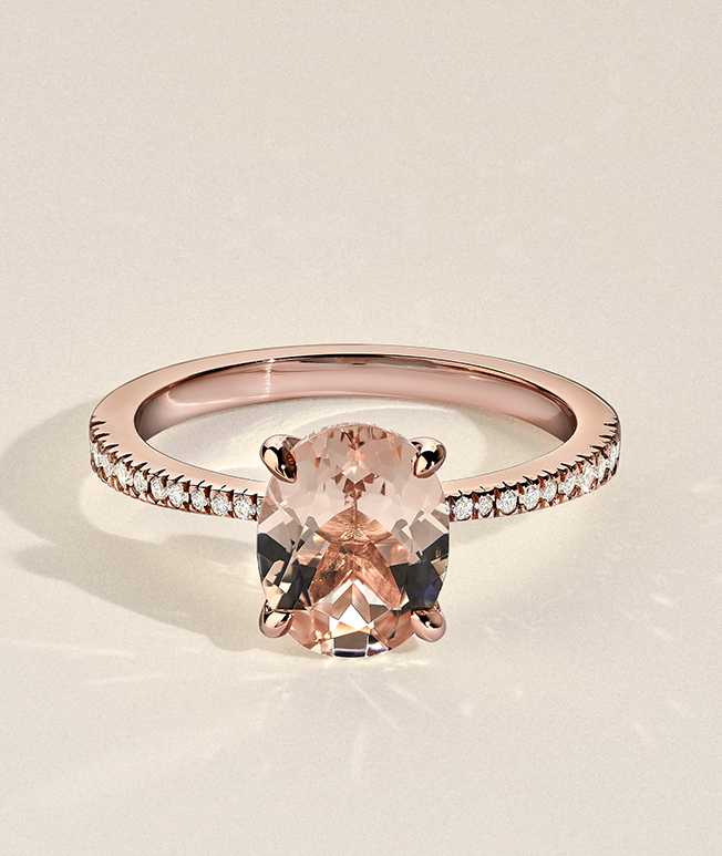Peach sapphire rose gold engagement ring
