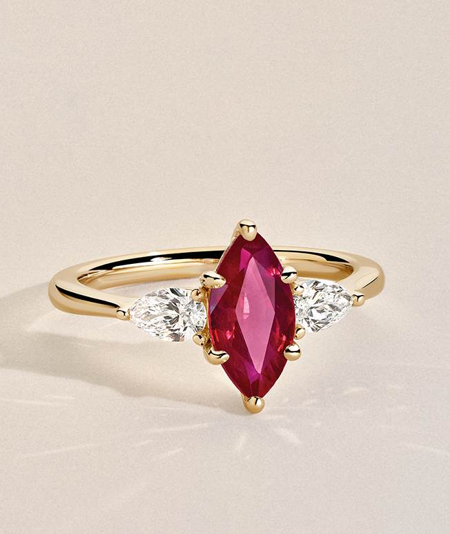 Yellow gold ruby engagement ring