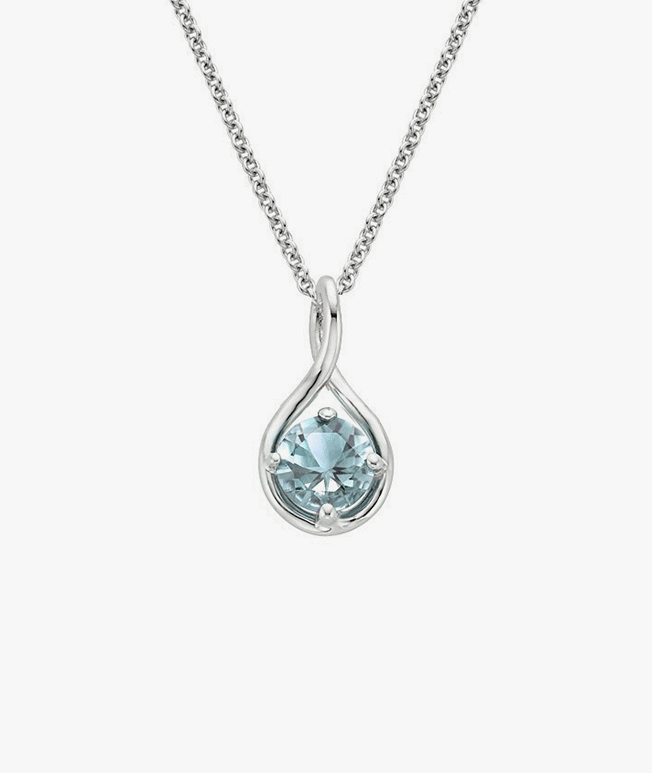 Aquamarine silver twist pendant