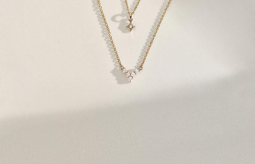 Layered diamond necklaces