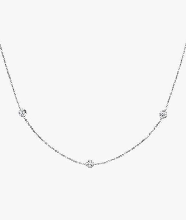 White gold necklace with diamond bezels