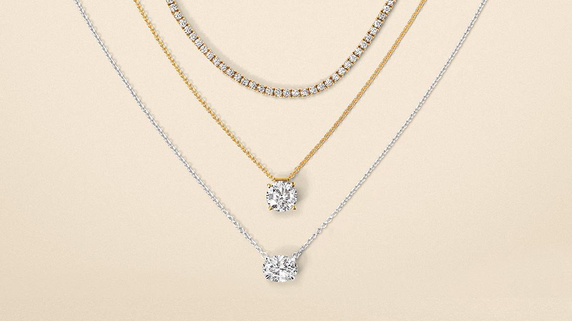 Assortment of customizable diamond necklaces