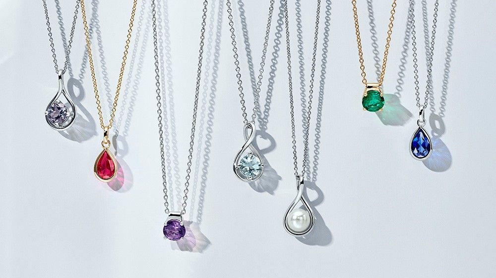 Assortment of gemstone necklaces.