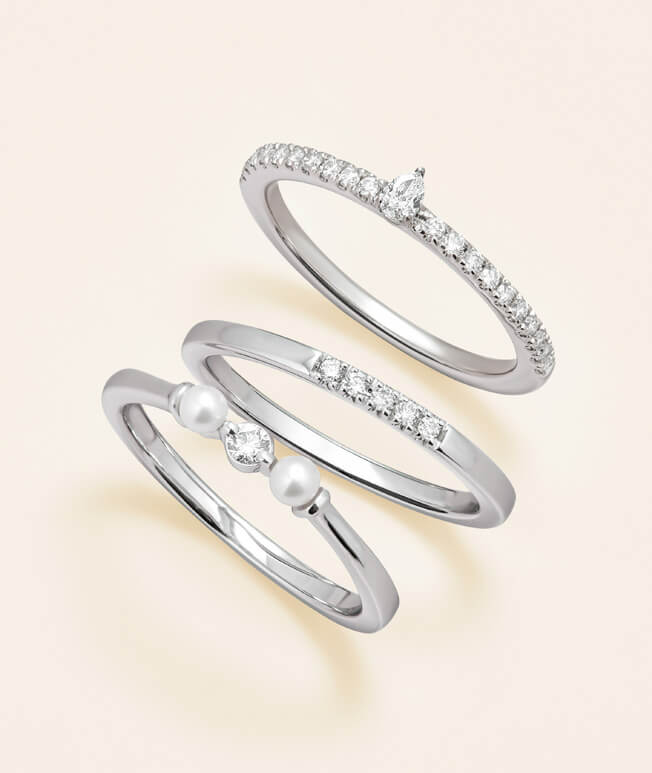 Variety of silver promise rings