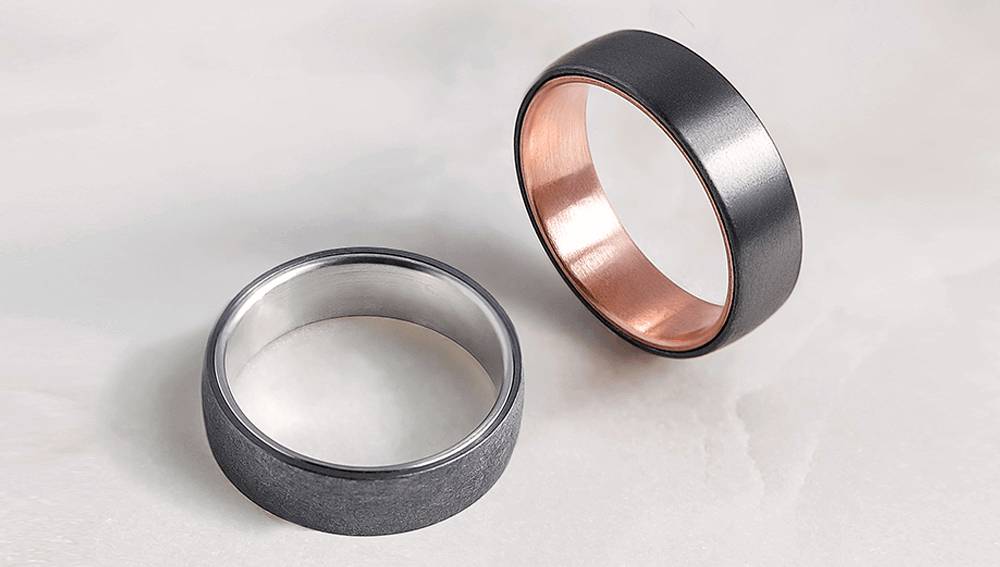 Distinct mixed metal men's wedding rings