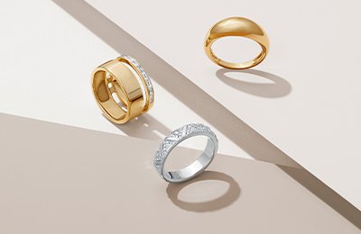 Variety of yellow gold and silver fashion rings
